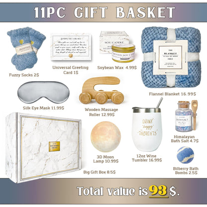 AHAGIFTREE Gift Baskets for Women,11PC Care Package,Think of You, Mother's Day,surgery recovery gifts for women,Get Well Soon After Surgery,Birthday Gifts,Thank You,Sympathy Gift Baskets