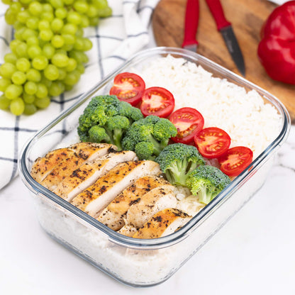 AGTRADE 120 oz Large Glass Food Storage Containers with Airtight Lids 3.5 L Family Size Extra Large Bakeware Marinating Lock Baking Dish Container Glass Bowls Rectangle