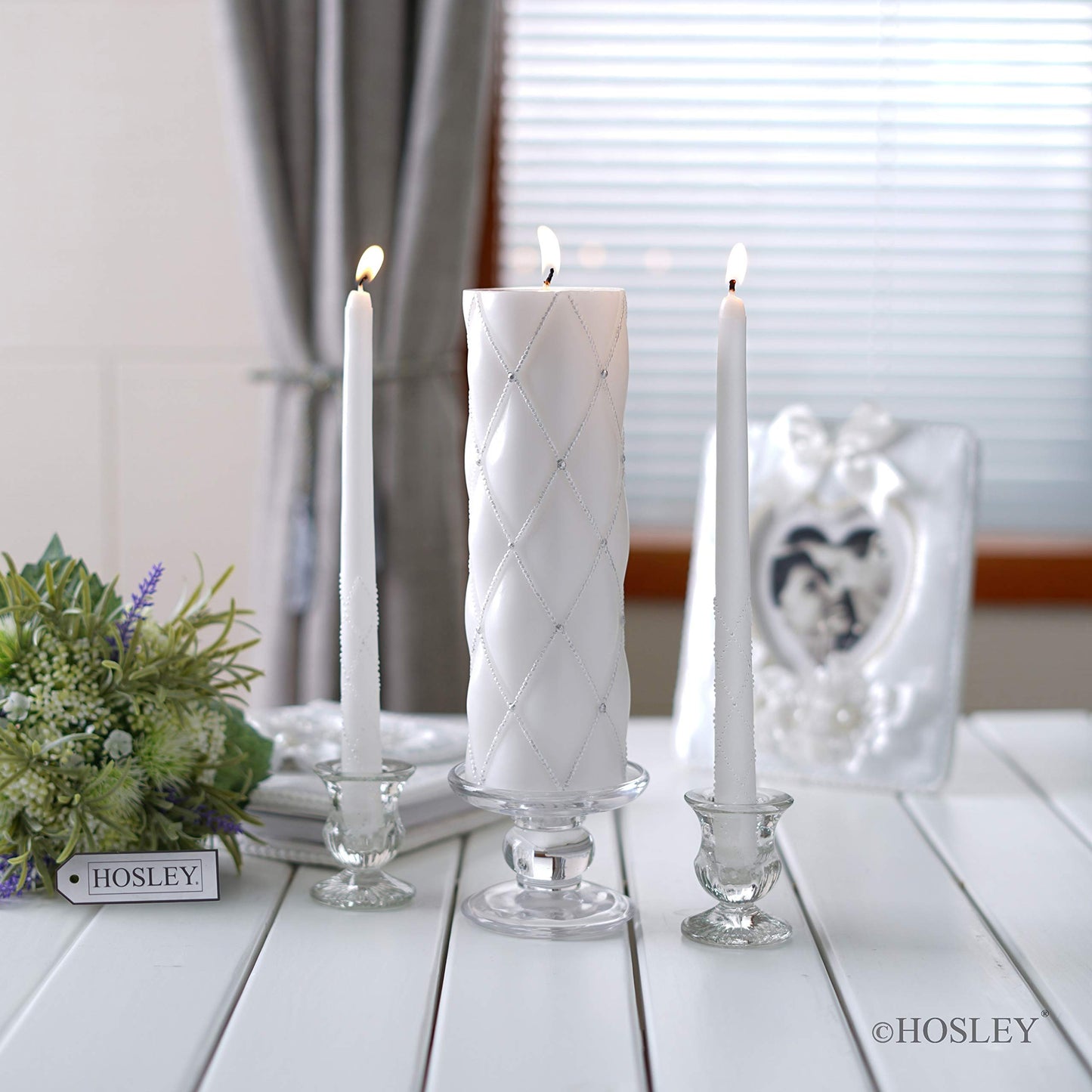 Hosley 11.5" High White Wedding Unity Candle Set. Great for Weddings Party Special Events and Emergency Lighting Reiki Spa Meditation. W5