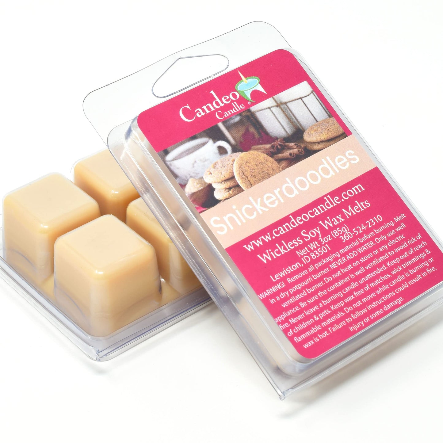 Snickerdoodles - Scented Wax Melts for Wax Warmers - Made with Soy Wax - Handmade in The USA - 2 Pack Set of 6 Melt Cubes - Candeo Candle