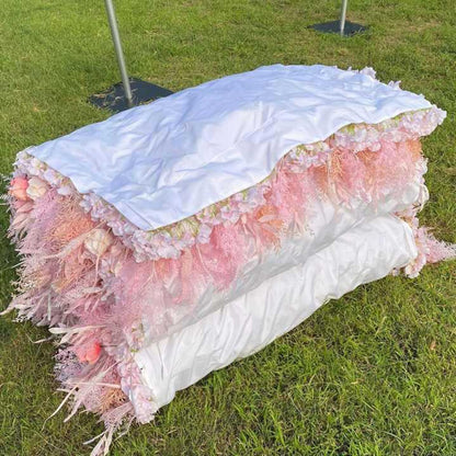UYCVT Artificial Flower Wall Backdrop Panels, Handmade Romantic Large Wedding Backdrop 3D Floral Wall Fabric Flower Wall for Party Baby Shower Bridal Wedding Background Decor-2m*2m/6.56 * 6.56FT
