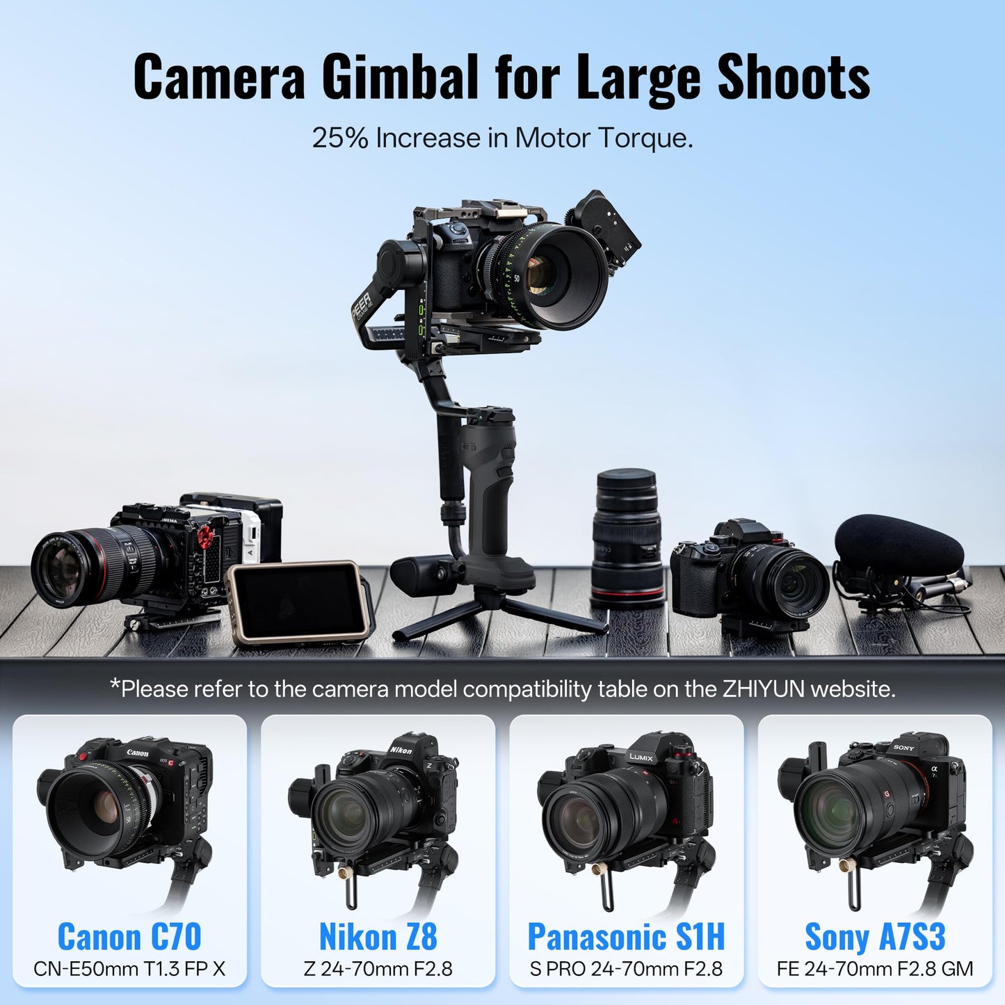 ZHIYUN Crane 4E 3-Axis Camera Stabilizer for DSLR and Mirrorless Cameras, Camera Gimbal Compatible with Canon/Nikon/Sony, Native Vertical Shooting, Bluetooth Shutter Control, Dark Gray