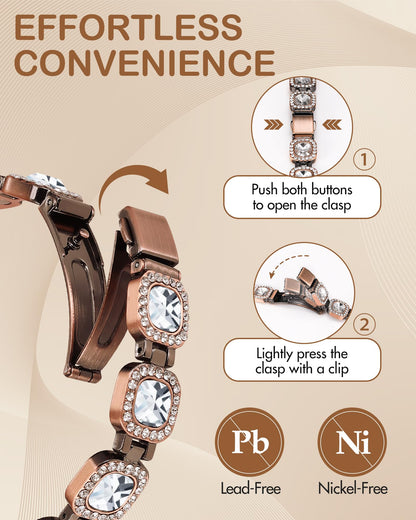 Feraco Copper Bracelets for Women, 4X Ultra Strength Magnetic Bracelet with 3800 Gauss Neodymium Magnets & Sparkling Austrian Cut Crystals, Adjustable Pure Copper Jewelry Gift