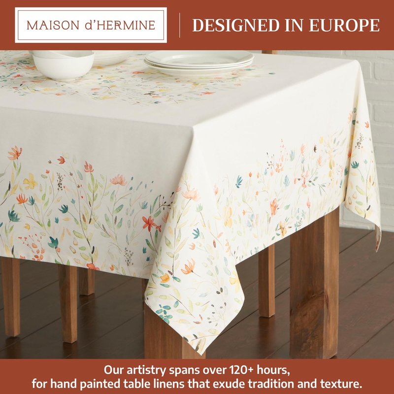 Maison d' Hermine Table Cloth Rectangle Table 100% Cotton 70 x 140 Inches Tablecloth Reusable Decorative for Dining Kitchen Room Farmhouse Home Gifts for Mothers Day Spring Summer - Colmar