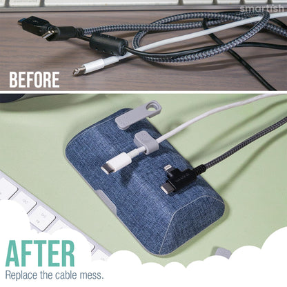 Smartish® Magnetic Cord Holder - Cable Wrangler Organizer with Magnet Clips for Charger Management on Desktop, Nightstand, or Side Table for All Cables, USB-C, Lightning Cables - Lightly Toasted Beige