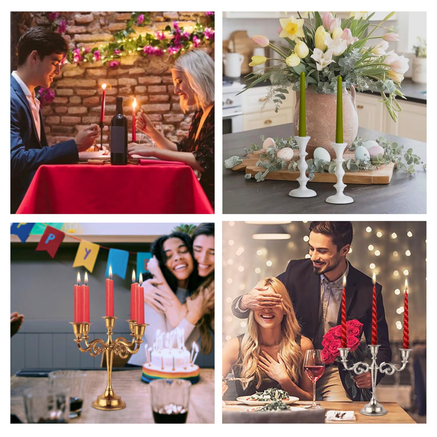 Rely+ 5 Arm Candelabra Taper Candle Holders Decorations Indoor Kitchen Décor Table Candles Candlestick Candelabra Centerpiece (Gold)