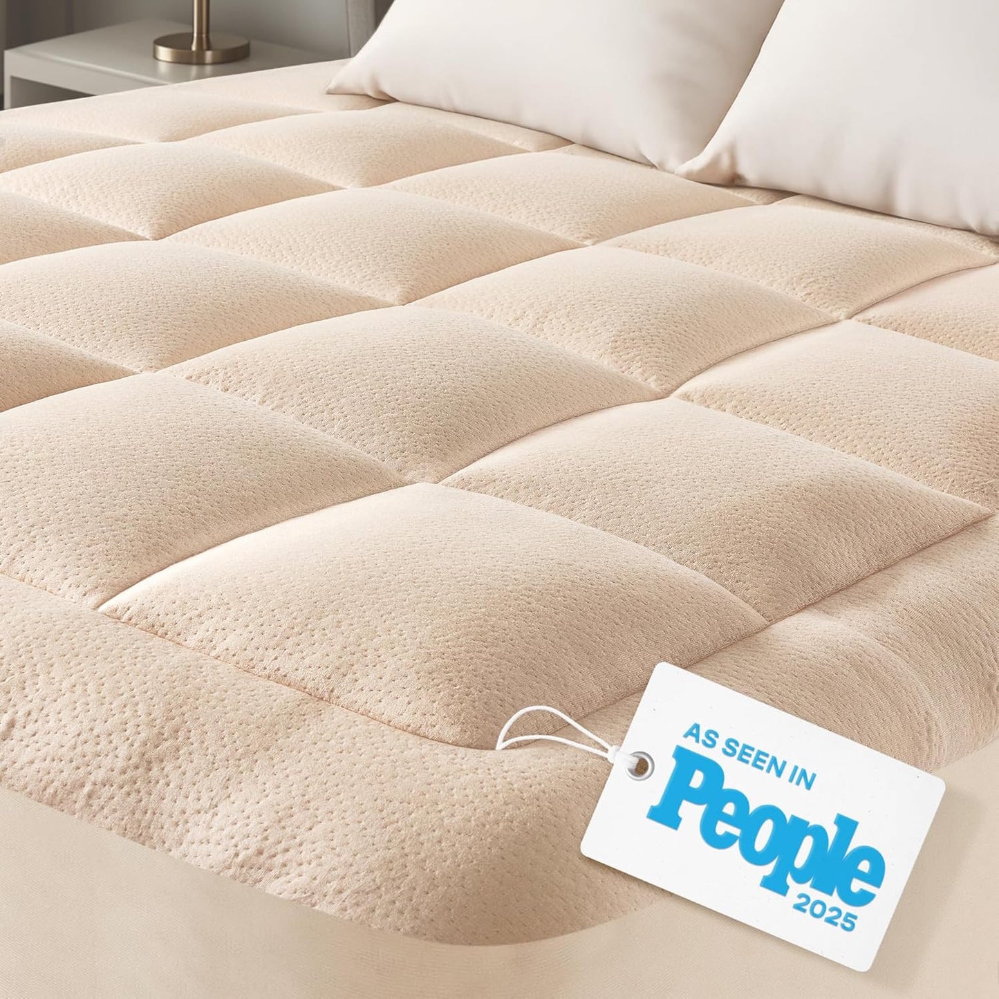 Niagara Sleep Solution Ultra Soft Mattress Topper - Bamboo Viscose Pillow Top for Back Pain Relief | Queen Size, Beige