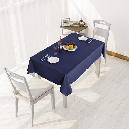 sancua 100% Waterproof Rectangle PVC Tablecloth - 60 x 140 Inch - Oil Proof Spill Proof Vinyl Table Cloth, Wipe Clean Table Cover for Dining Tables, Buffet Parties and Camping, Navy
