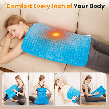 Electric Heating Pad for Back Pain Relief & Cramps - 6 Heat Settings,Auto Shut Off,Moist Heat Options,Portable Heated Pads for Neck/Shoulder Machine Washable Gift for Men Women,Grey,12"x24"
