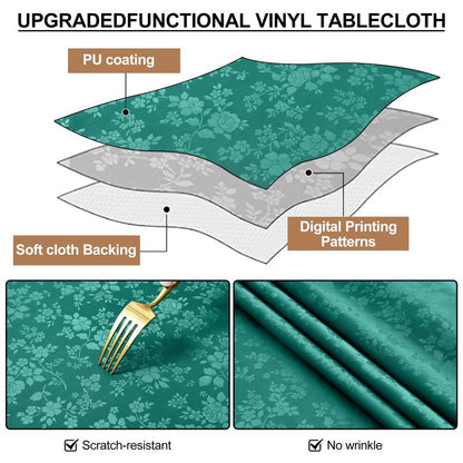 Smiry Rectangle Table Cloth, Waterproof Heavy Duty Vinyl Tablecloths, Wipeable Washable Table Cover for Kitchen and Dining Room (Christmas Green, 60" X 120")