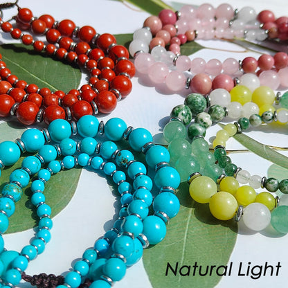 CHCCOYE 6mm Handmade Adjustable Natural Gemstone Crystal Bracelet Healing Power Energy Inspirational Gifts with Card for Unisex (Seven Chakra Stones)