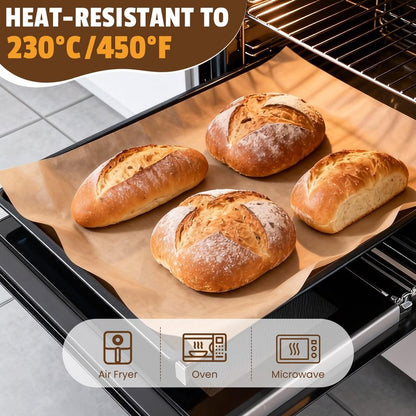 CAREGY 480Pcs Unbleached Parchment Paper Sheets, 12 x 16 Inch,Precut Non-Stick Parchment Paper for Baking,Cooking, Grilling, Air Fryer and Steaming,Fit for Half Sheet Pans
