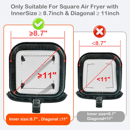 Upgrade 8inch Square Air Fryer Rack,Three Stacktable Dehydrator Rack,Square Air Fryer Accessories,Only Fit for Air fryer which inner size ≥8.7 inch(Square)