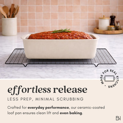 BRIVARA HOME Non-Stick Ceramic Coated Glass 1 lb Loaf Pan | Naturally Slick Ceramic Coating | No PTFE, PFOA, PFAS, and BPA | Perfect for Cakes, Breads, & More [Onyx]