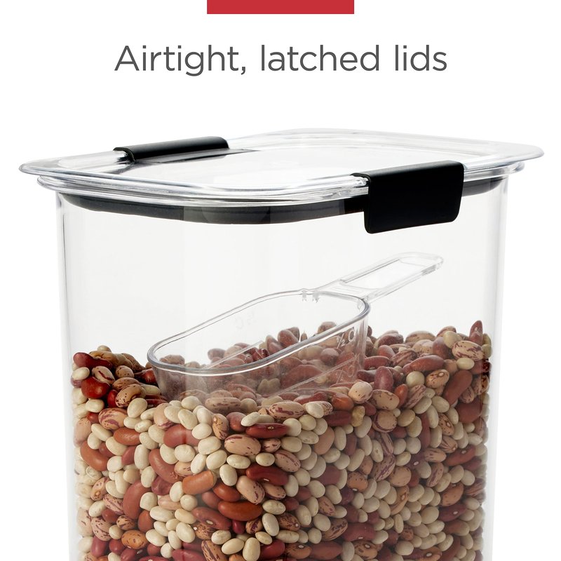 Rubbermaid Brilliance 14-Piece Food Storage Container Set with Scoops Airtight BPA-Free for Kitchen and Pantry Organization