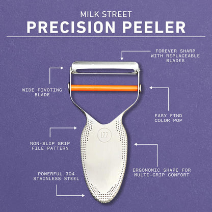 Milk Street Precision Peeler – Stainless Steel Vegetable Peeler with Replaceable Blades, Durable & Dishwasher Safe Potato Peeler for Effortless Veggie Prep