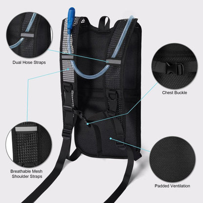 MIYCOO Hydration Backpack - Lightweight Water Backpack with 2L Water Bladder Bag, Running Hydration Vest Backpack for Men Women, Hydration Pack for Hiking, Cycling, Climbing (Black, 10L)