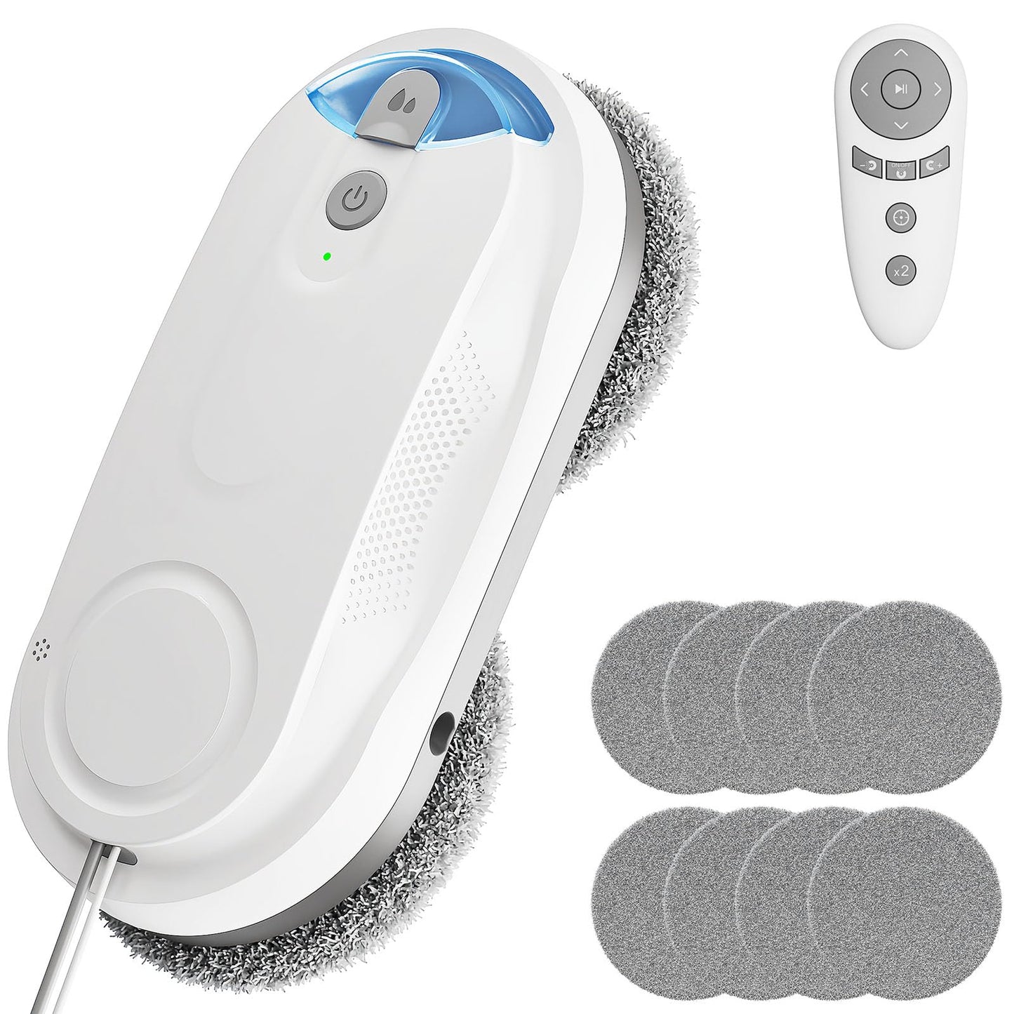 KKI Window Cleaning Robot, Auto Window Cleaner Robot, Dual Spray, Max 3200Pa, AI Path Planning & Edge Detection, Remote Control for Inside/Outside High-Rise Windows,Glass Door,8Cloths, X3 (White)