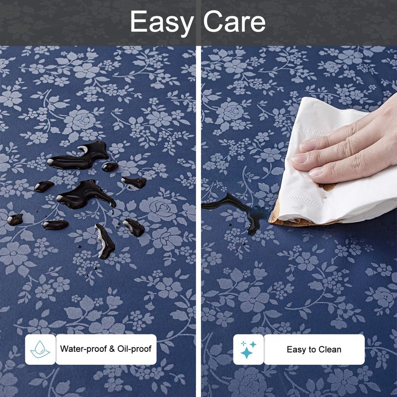 Smiry Round Table Cloth, Waterproof Heavy Duty Vinyl Tablecloths, Wipeable Washable Table Cover for Kitchen and Dining Room (Navy Blue, 70" x 70")