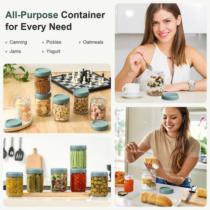 NETANY 6-pack 16 oz Overnight Oats Containers with Lids, Glass jars with Airtight Lids, Wide mouth Mason Salad jars, Glass Food Storage Containers for Snacks Yogurt Spice Sugar