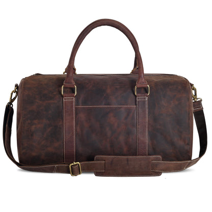 Real Leather Duffle Bag for Men | Vintage Weekender Travel Bag | Overnight Carry-On Luggage | Handmade Leather Gym Bag for Men