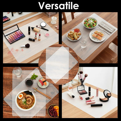 2 PCS Clear Silicone Mat for Kitchen Counter, 14.2”x 10.2” Thick Silicone Counter Mat Nonskid Heat Resistant Countertop Protector Liner Non Stick Pastry Baking Placemats, Easy to Clean (Translucent)