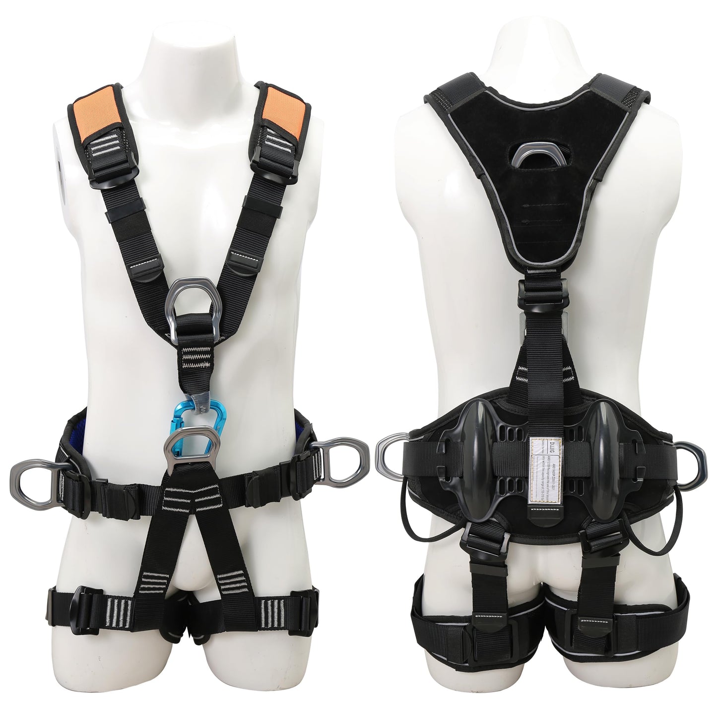 DIJJIG Fall Protection Full Body Safety Harness 5pt Roofing harnesses Aluminum O-Rings 8”Thick Back Support Belt Construction With Reflective Strips OSHA/ANSI Compliant