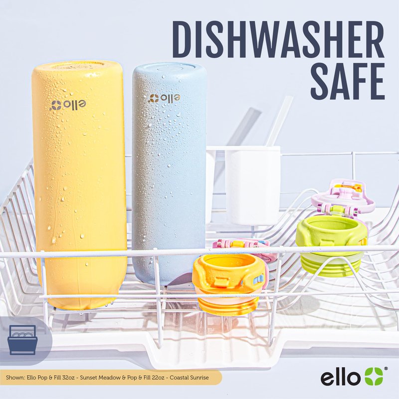 Ello Pop & Fill 32oz Stainless Steel Water Bottle with Quick Fill Technology, Double Walled and Vacuum Insulated Metal, Leak Proof Locking Lid, Sip and Chug, Reusable, BPA Free, Forest Mist