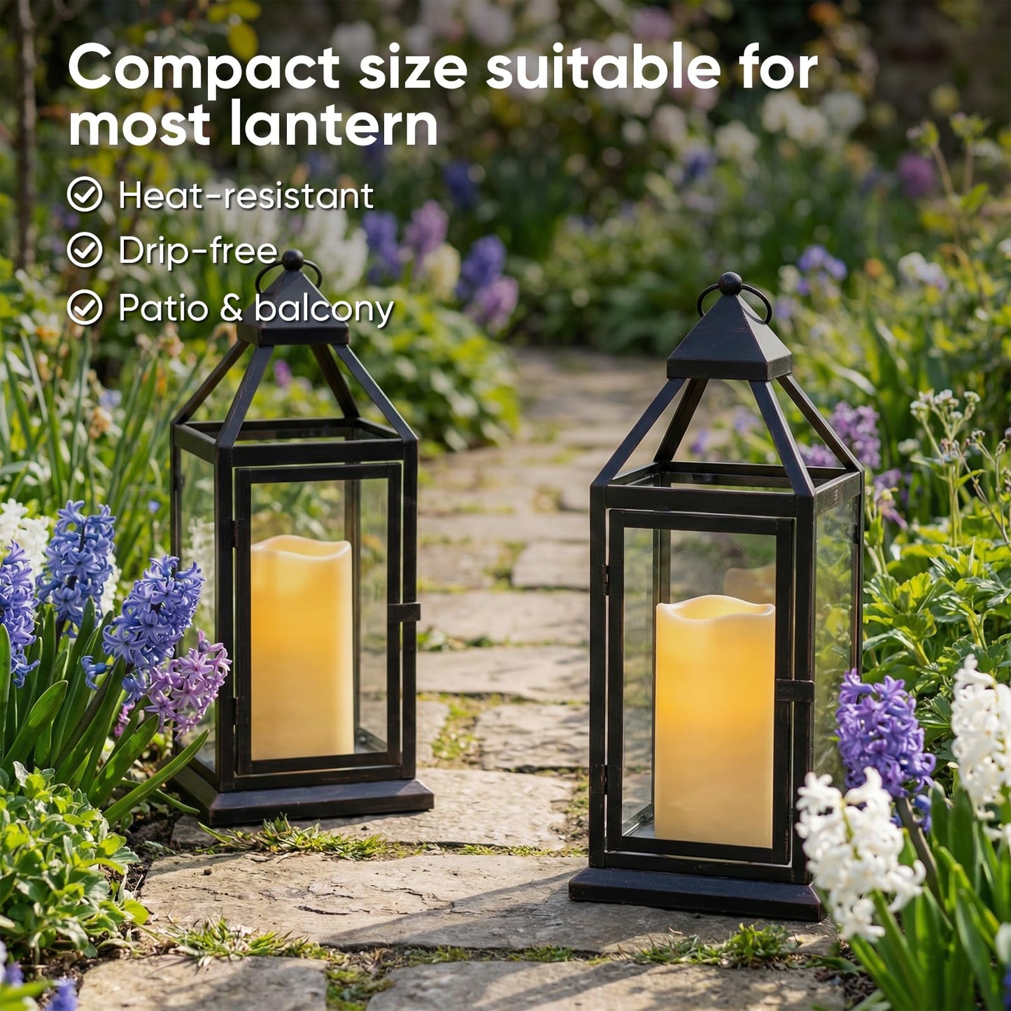 Amagic 3" x 6" Waterproof Outdoor Flameless Candles, Battery Operated Candles with Remote and Timer, Flickering LED Pillar Candle for Outside Patio Garden and Indoor Home Decor, Ivory, Set of 2