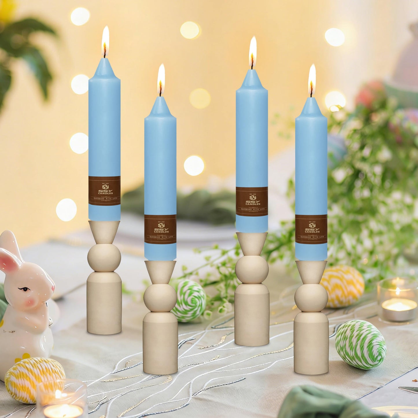 4 Pack Taper Candles Blue Tapered Candles 7 Inch Smokeless Candle Unscented Short Candlesticks Ideal for Weddings Dinner Parties Home Decor