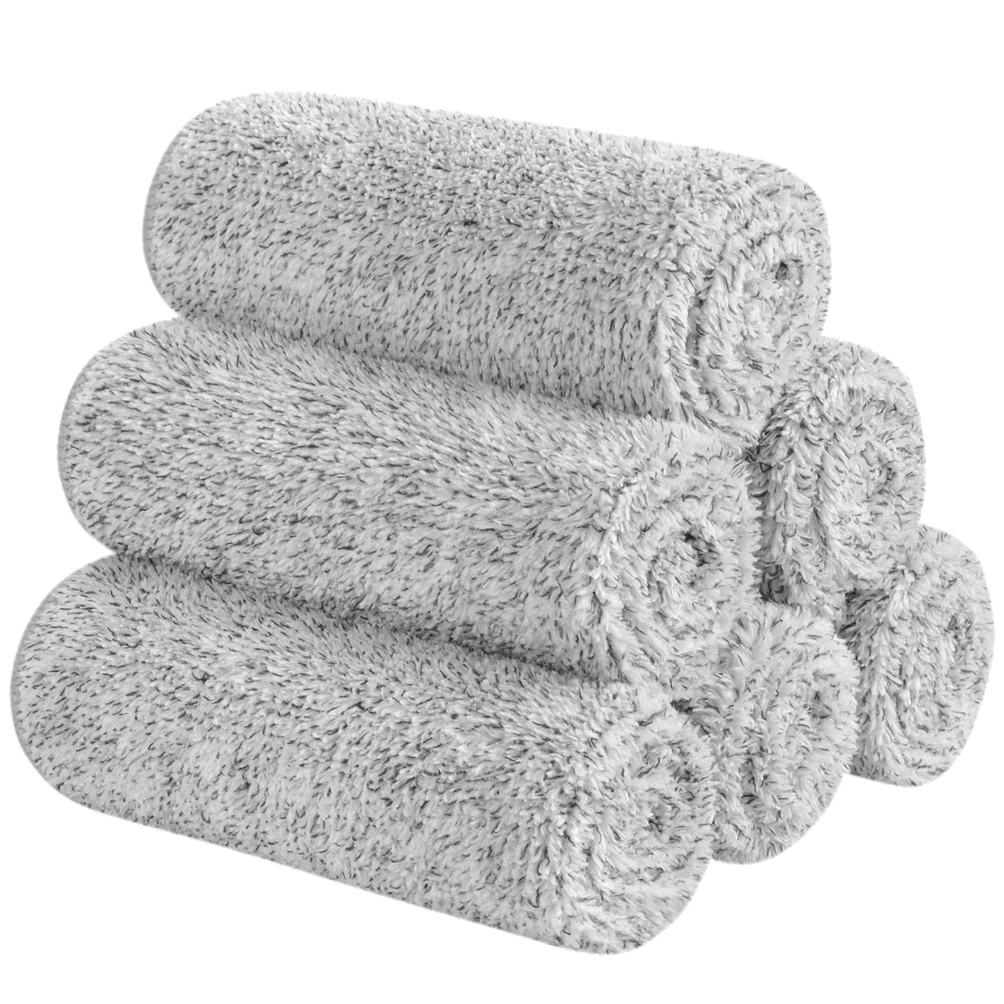 SINLAND 6 Pack Microfiber Face Towels Ultra Soft Bamboo Charcoal Facial Washcloths Reusable Makeup Remover Cloths Face Cloth for Bath 12Inch x 12Inch