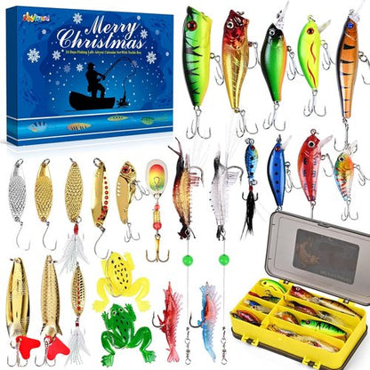 Fishing Advent Calendar 2025 - 24 Days of Fishing Lures | Perfect Xmas Gift for Dad, Men & Teens