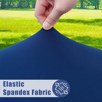 Moosfor Round Spandex Tablecloth, Elastic Fitted Waterproof Tablecloths for 31"-35" Tables, Stretch Washable Picnic Table Cover for Camping, Dining, Indoor and Outdoor, Navy