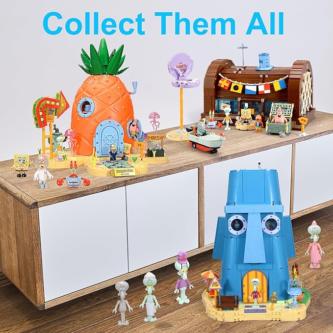 Toy Building Brick Blocks Toys Sets Display Box kit Action Figures Pineapple House Patrick Stone Star Home for Boys and Girls Kids Age 2-4 3-5 5-7 8-12 Fans STEM Gift (2718 pcs)