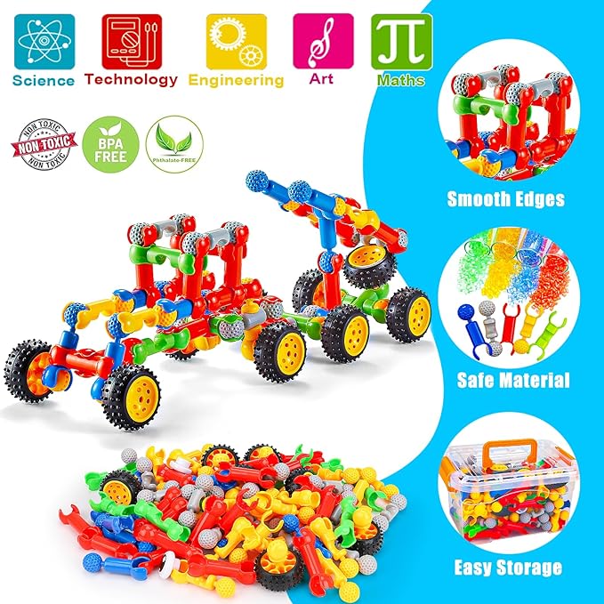 Kids STEM Building Toys for 3 4 5 6 7 8+ Year Old Boy Girl Birthday Gift 125 Pcs Preschool Classroom Educational Building Blocks Stem Kits Activities Ages 3-5 4-8 5-7 6-8 Engineering Creative Games