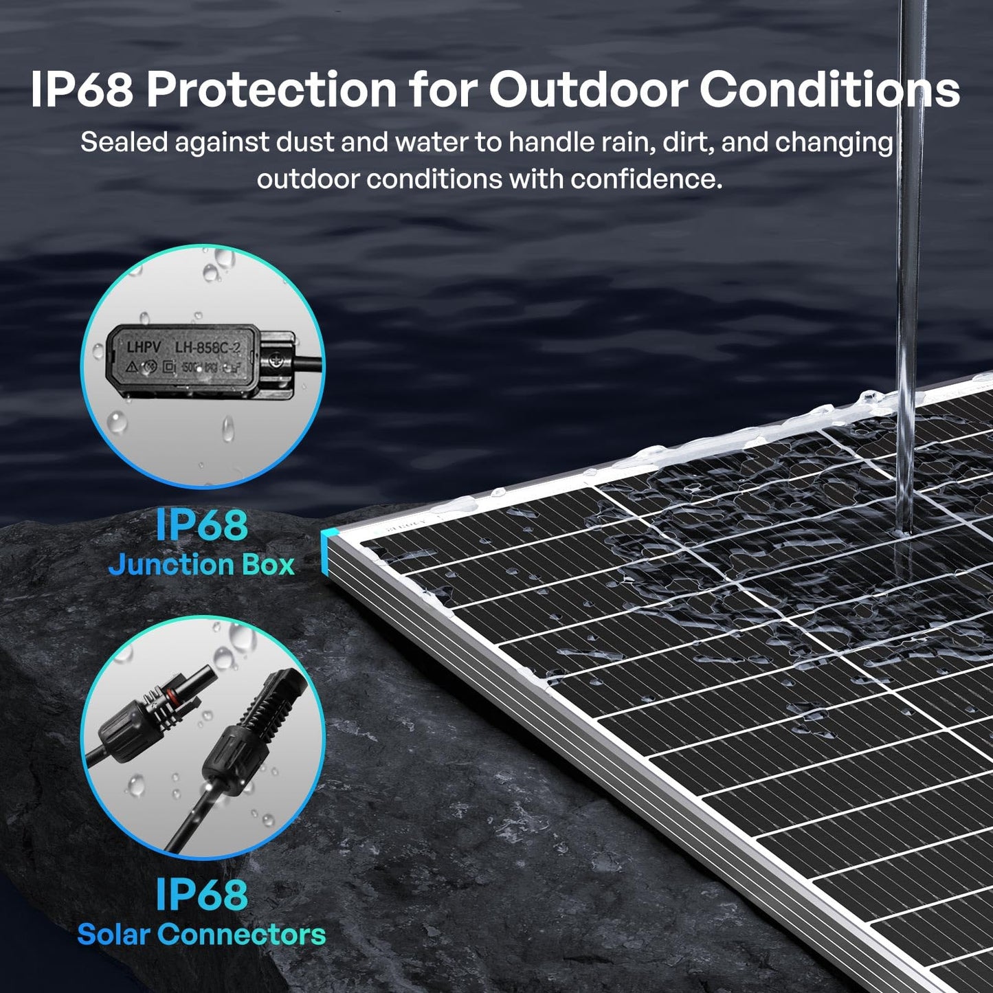 Renogy Bifacial Solar Panel 100W N-Type 16BB, 100 Watt Solar Panel with 25% High-Efficiency Solar Cell, Double-Side PV Module for RV Marine Rooftop Farm Battery and Other Off-Grid Applications