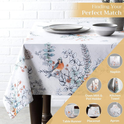 Maison d' Hermine Table Cloth Square Table 100% Cotton 54 x 54 Inches Fall Tablecloth Reusable Everyday Use for Thanksgiving Christmas Decorations Dining Farmhouse Party (Whitish Shabby Chique)