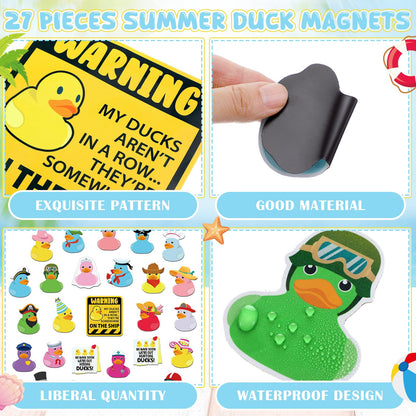Watersay 27 Pcs Duck Cruise Door Magnet Decorations Ducky Magnetic Stickers Decals Reusable Funny Carnival Cruise Ship Cabin Magnet for Door Decor Car Fridge Refrigerator(Novel)