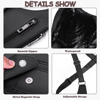 YQCBSU Men's Double Shoulder Armpit Bag, Premium Leather Underarm Anti-Theft Hidden Wallet Pocket, Adjustable & Vintage Style Tactical Crossbody Chest Bag for Commute/Hiking/Cycling, Black