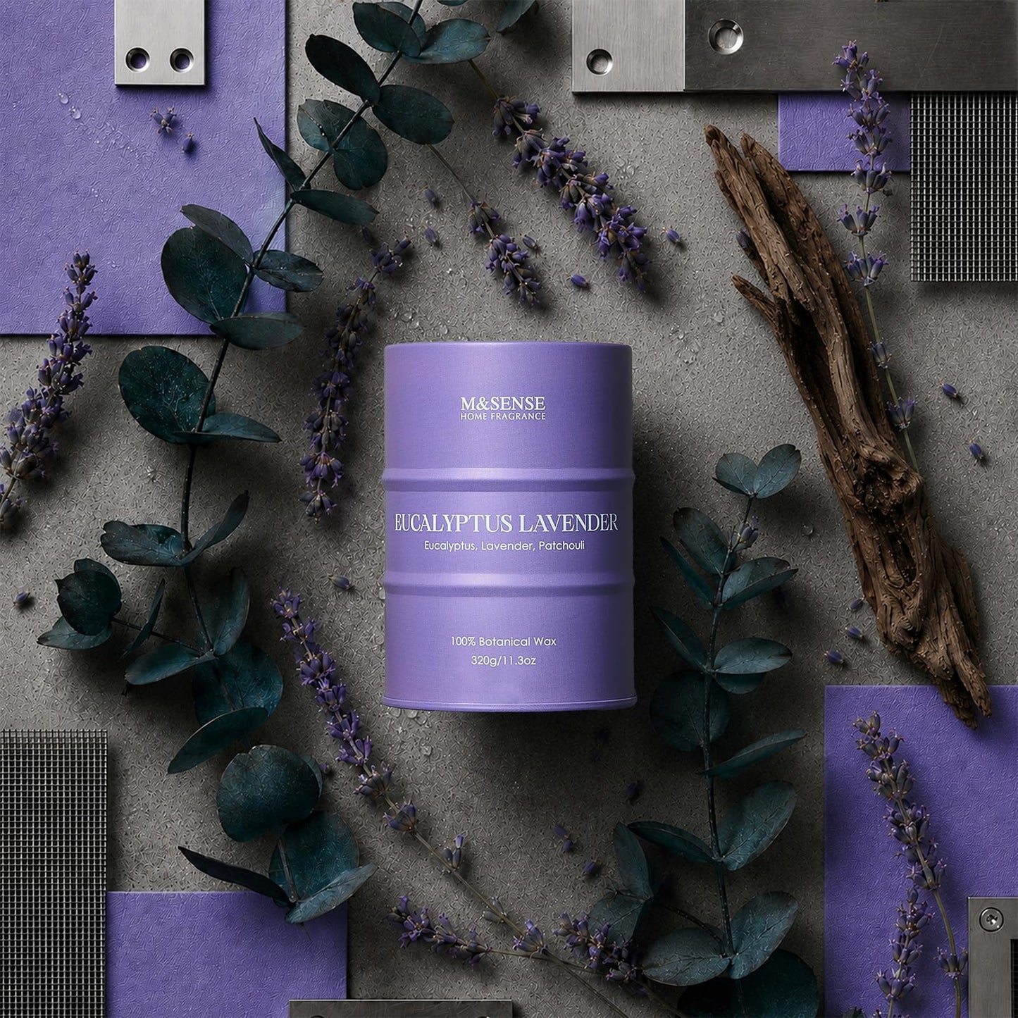 M&SENSE Eucalyptus Lavender Scented Candles Natural Non Toxic, Aromatherapy Candle for Stress Relief Meditation Relaxing, Housewarming Gifts for Women Men, 11.3oz 70 Hour Long Burning