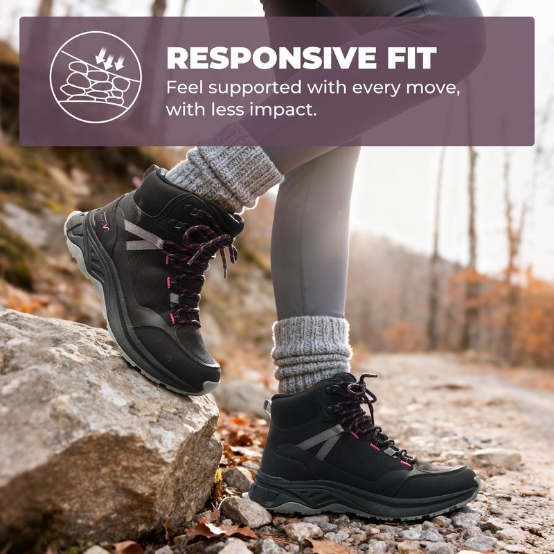 NORTIV 8 Women's Hiking Boots Waterproof Lightweight Outdoor Trekking Comfortable Non-Slip Backpacking Camping Ankle Boot Hollow,Size 8,Black,NWUMHB2501
