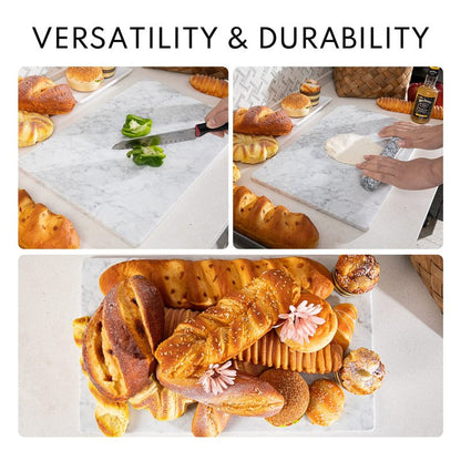 Lovdeco Marble Cutting Board, Pastry Board For Kitchen, Carrara White Marble Slab Gift With Non-Slip Feets, 12x20 Inch, 1 Piece