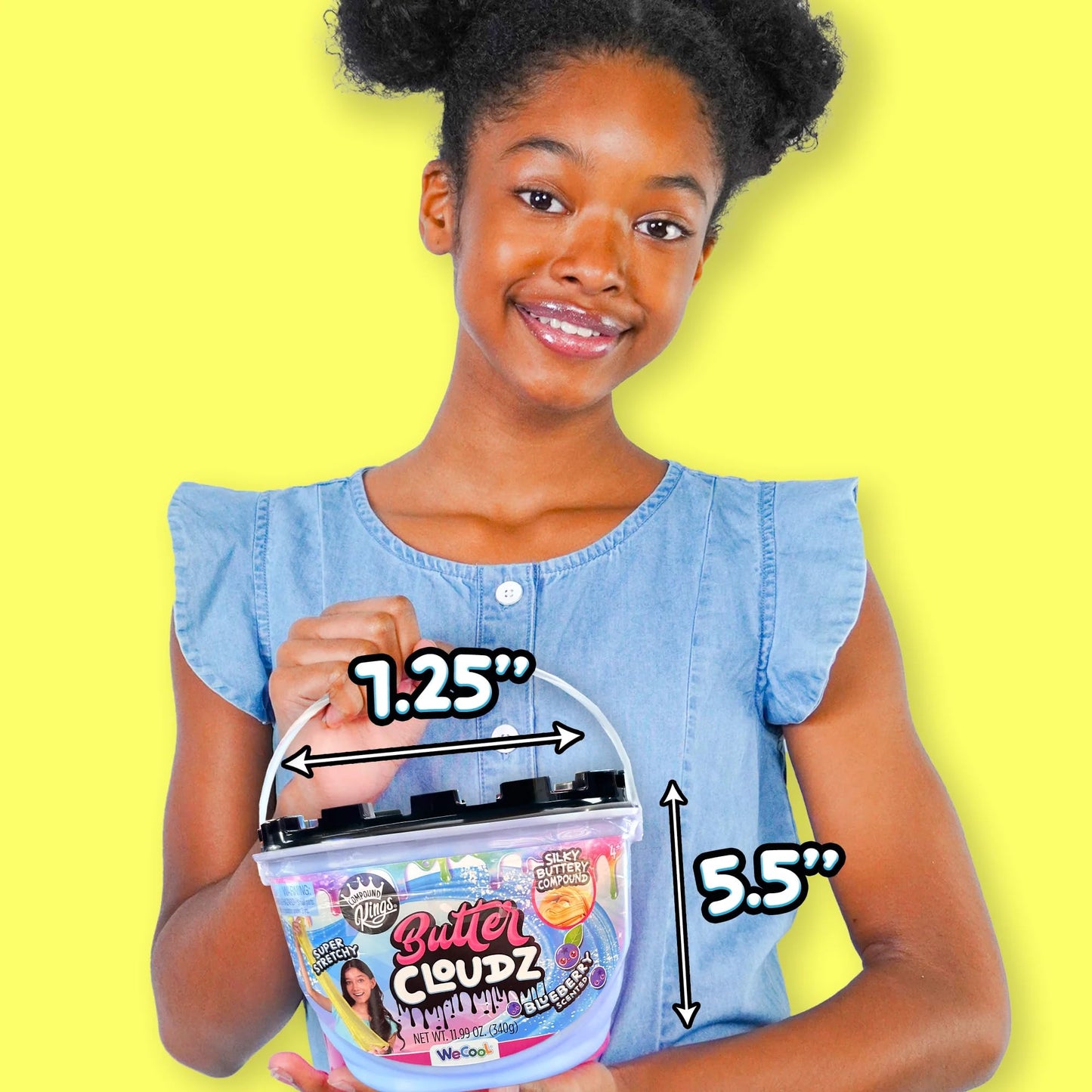 Compound Kings Fluffy Butter Cloudz Scented Large Slime Bucket for Kids – Soft, Squishy, Non-Toxic Sensory Toy | Bright Blueberry Slime Gift