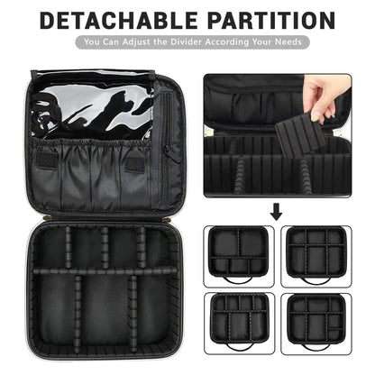 WIRIBEY Large Cosmetic Bag, Portable Makeup Bag with Adjustable Partition, Cosmetic Bags for Women Toiletry Travel Organizer Portable Make Up Bags for Christmas Birthday Gifts