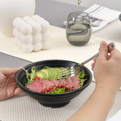 Restaurantware Voga 27 Ounce Soup Bowls 2 Large Pho Bowls - Faux Stone Serve Noodles Salads Or Pastas Black Melamine Ramen Bowls Shatterproof Dishwashable Asian Style Bowls