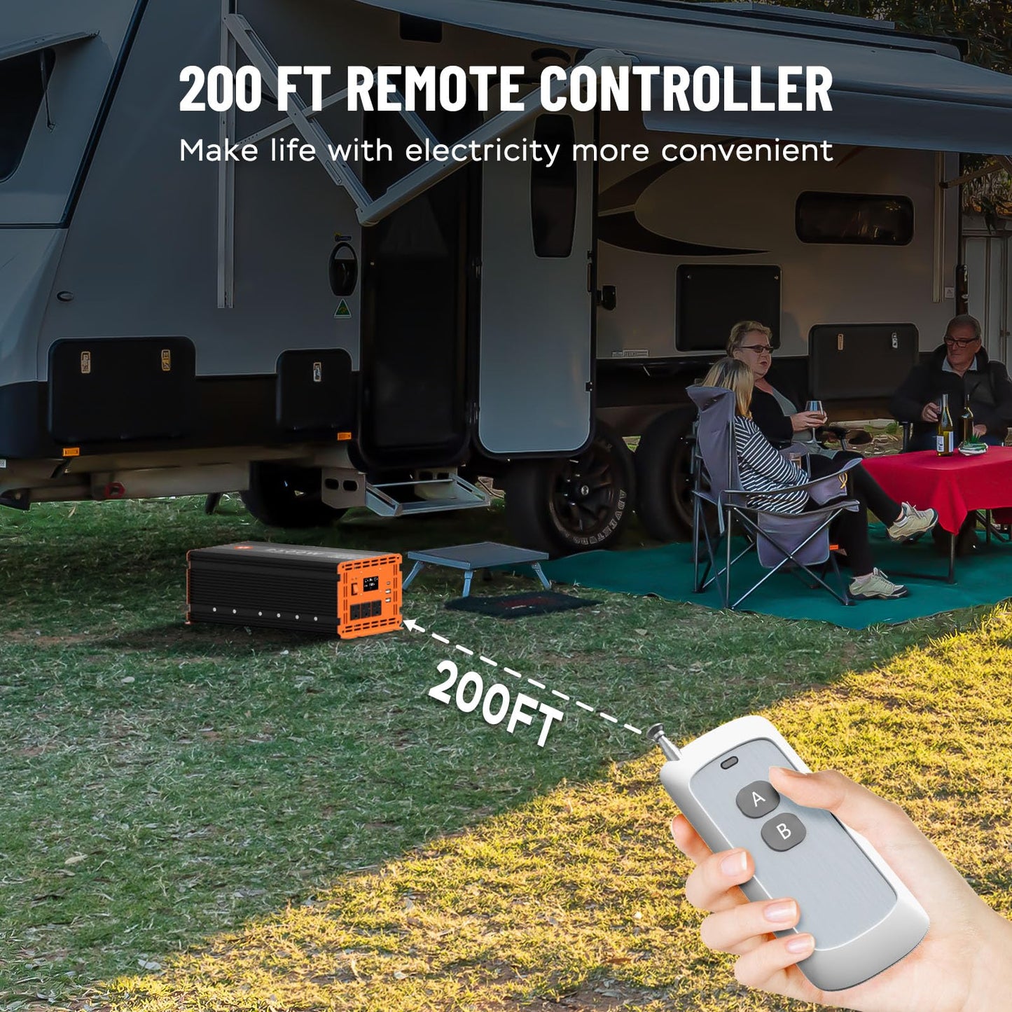 3000 Watt Power Inverter 12V DC to 110V/120V AC Converter Peak Power 6000W Car Inverter with LCD Display 3 AC Outlets, 2 USB & Type-C Port for RV,Truck,Off-Grid Solar System with Remote Controller