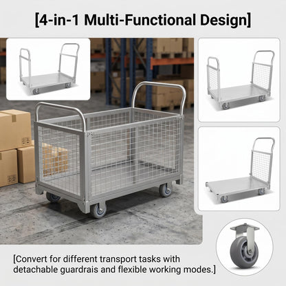 Silver Wire Mesh Cart, 300kg Load Capacity, Aluminum Alloy Construction for Home, Pet Store and Warehouse Use