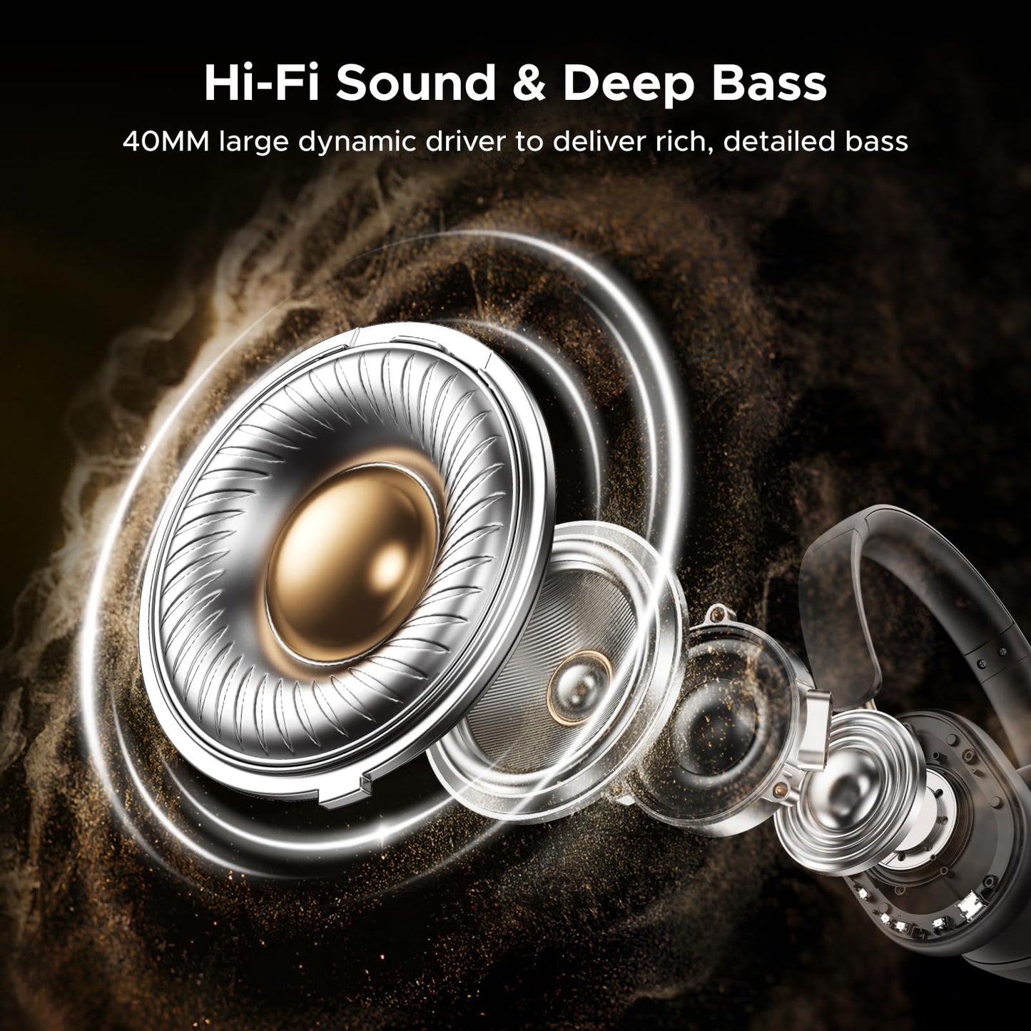 UGREEN HiTune Max5c Wireless Headphones Hybrid Active Noise Cancelling Bluetooth 5.4 ANC Over Ear Earphone, Hi-Res LDAC & Spatial Audio, Clear Call with Mic, EQ & App, 75H Playtime, Dual Connection