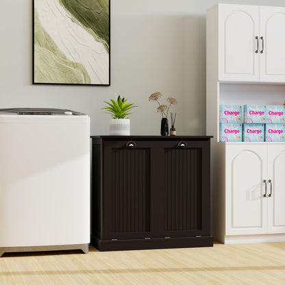 agnixnaf Laundry Sorter Cabinet, Two-Compartment Tilt-Out, Black Storage Cabinet, for Small Bothroom