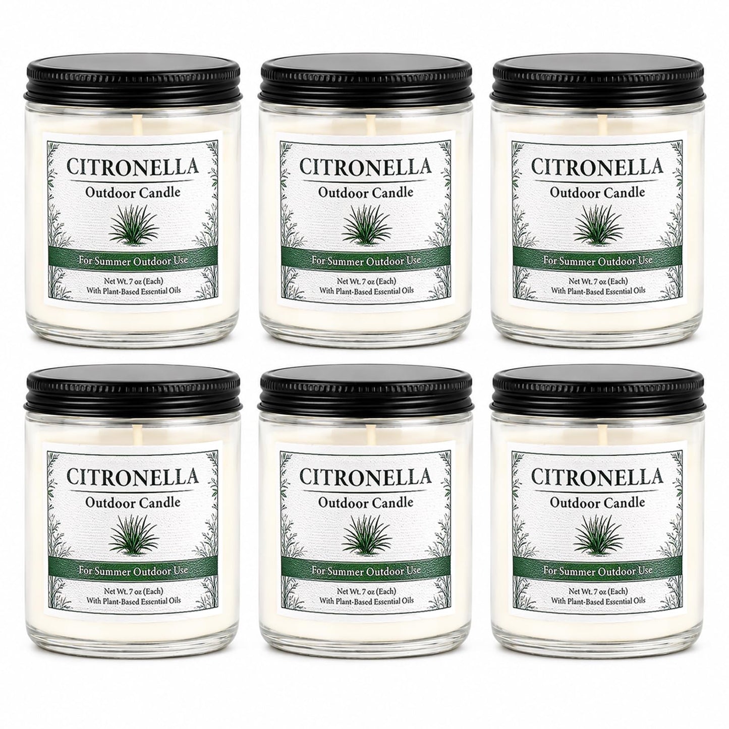 Citronella Candles Outdoor - 6 Pack Soy Wax Citronella Candles, 42 oz 300 Hours Total Outdoor Candle Set for Patio Backyard, Garden, Balcony, Deck, Porch, BBQ, Camping & Summer Parties